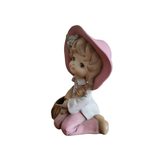 Vintage UCTCI Japan Ceramic Bisque School Girl w/ Book Messenger Bag Planter? - Picture 3 of 8